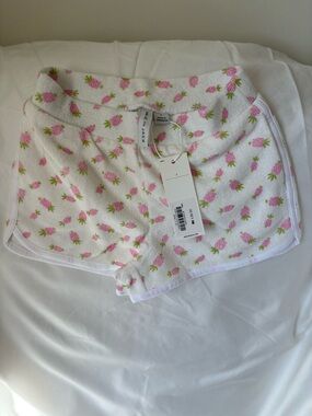 Janie and Jack White Terry Shorts with Pink Pineapple Print
